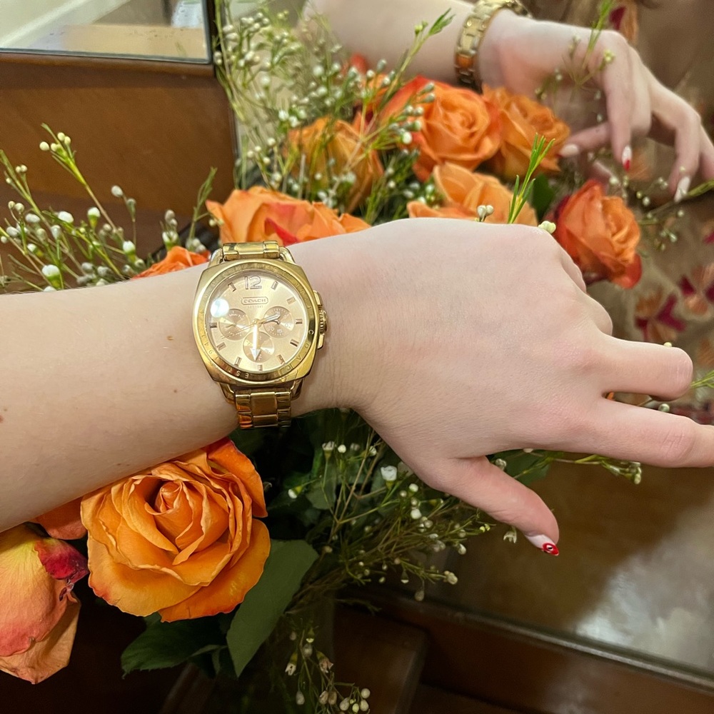 Rose gold Coach “boyfriend” watch